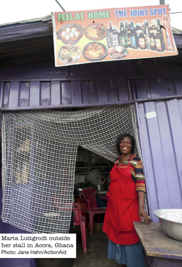 Marta Luttgrodt outside her stall in Accra Ghana