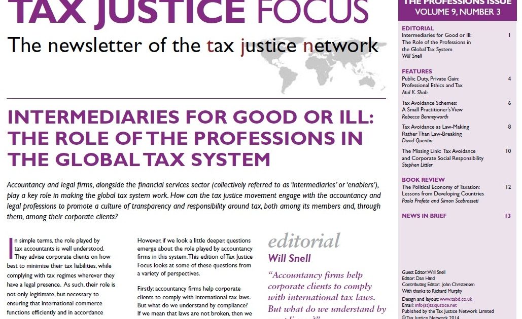 Tax Justice Focus The Professions Issue Volume 9 Number 3 Tax Justice Network