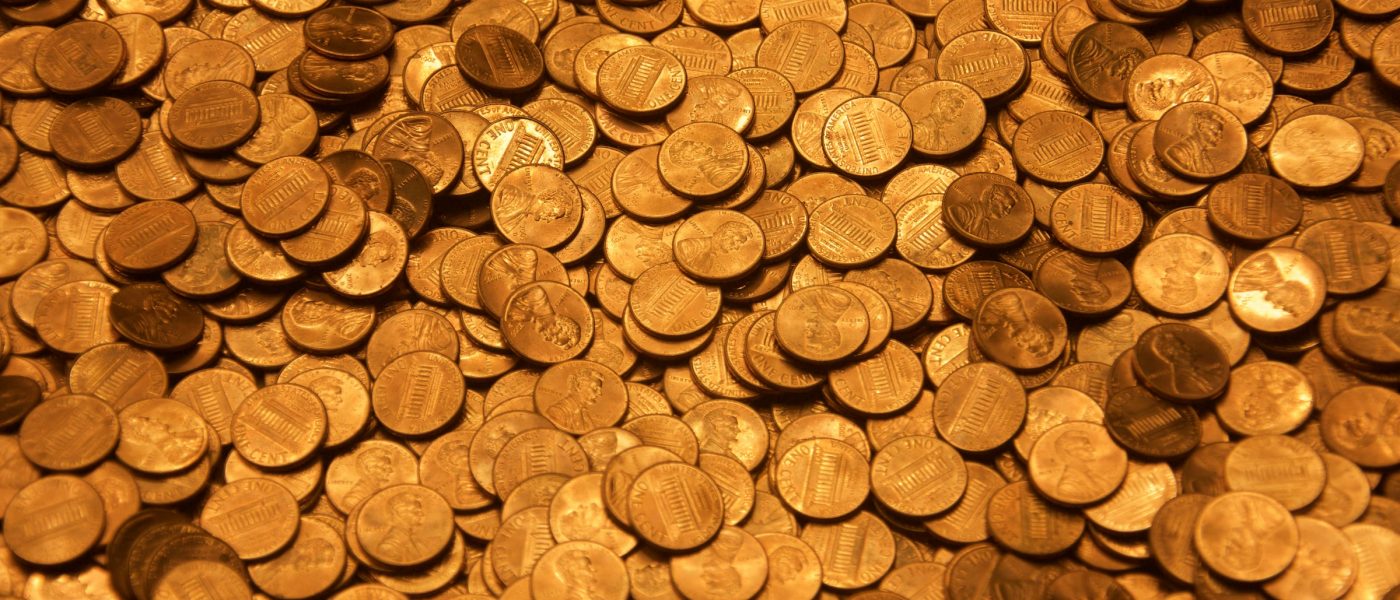 A wide pile of coins