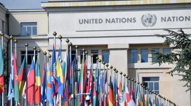 Flags of Countries in front of the United Nations Office at Geneva