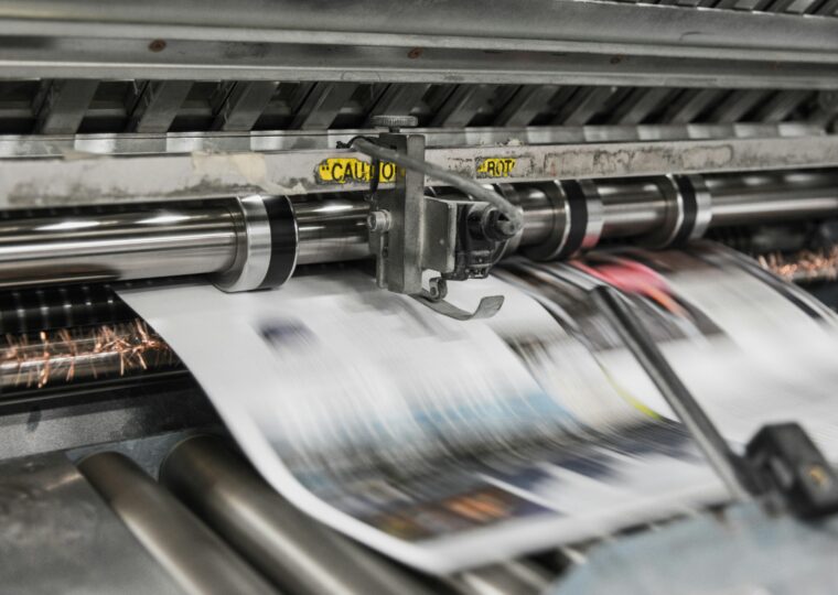 A newspaper being printed
