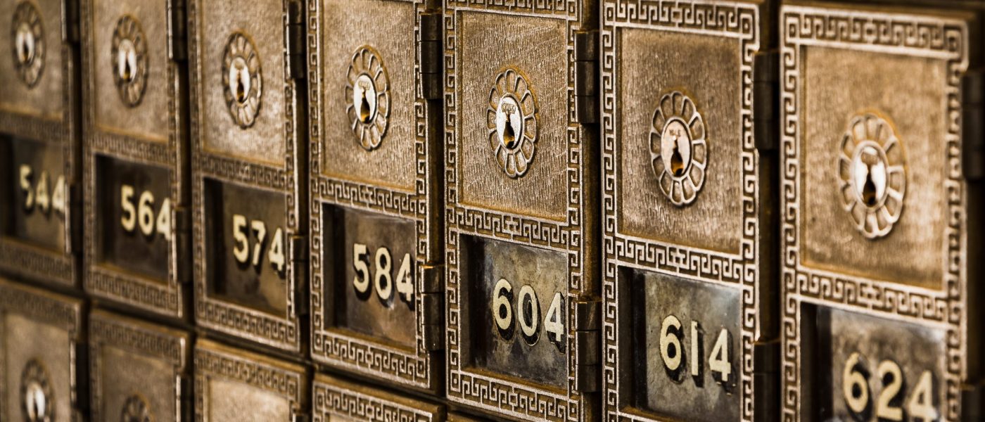 Rows of bank deposit boxes